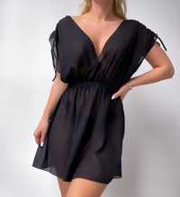 Narzutka plażowa sukienka czarna L 40