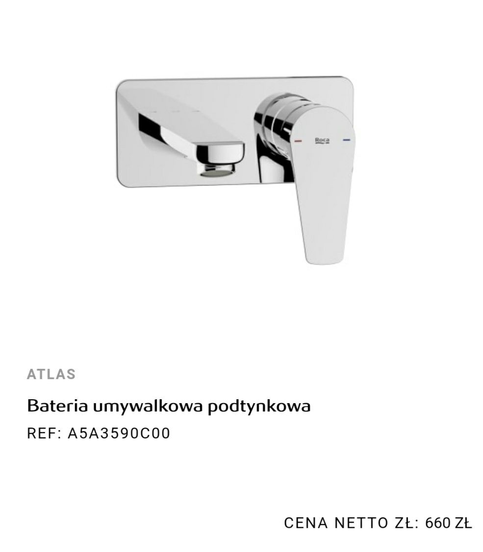 ROCA bateria umywalkowa podtynkowa Atlas