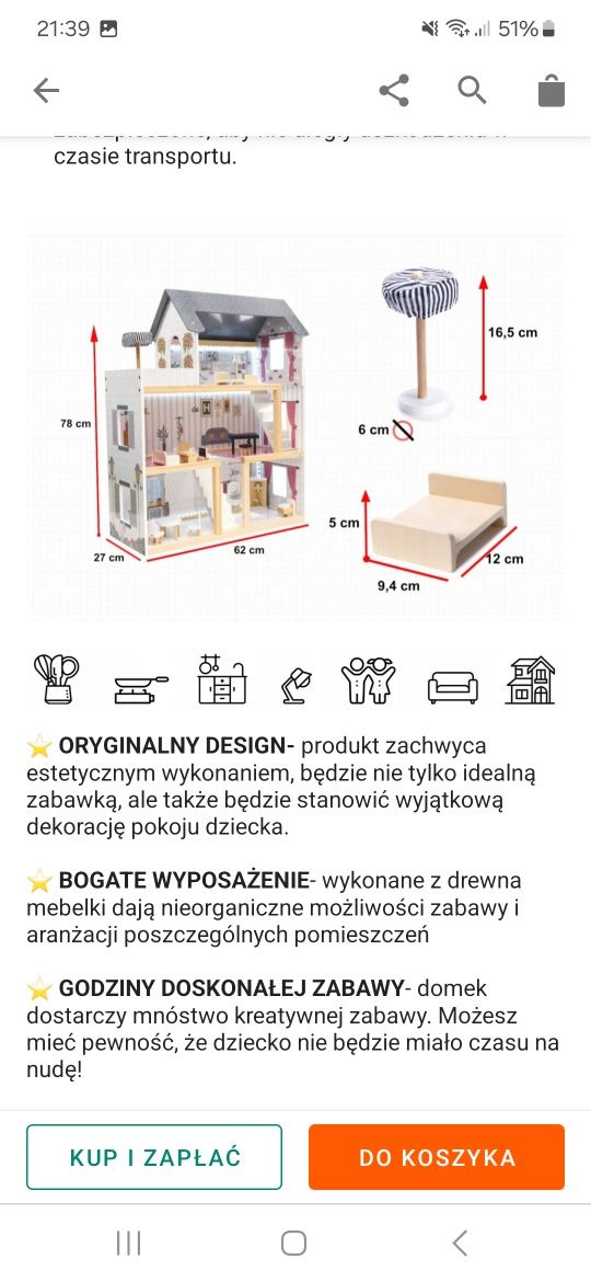 Domek dla lalek z mebelkami