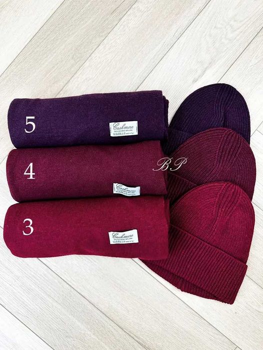 Zestaw Komplet 50% Kaszmir 50% Wełna Szalik Czapka Kaszmirowy Kolory