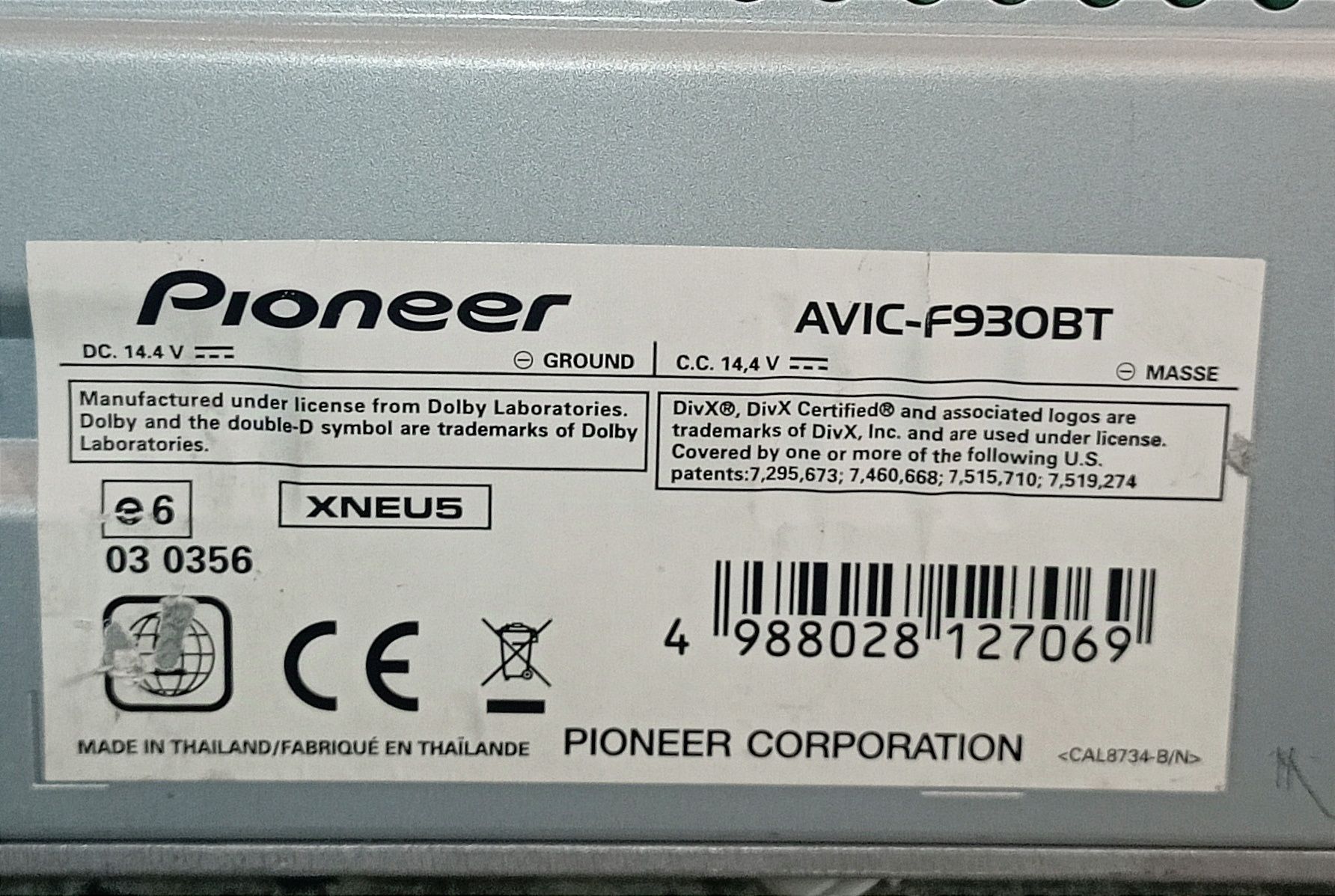 PIONEER Stacja Multimedialna Avic F930BT Nawigacja Dotyk PL Menu EU