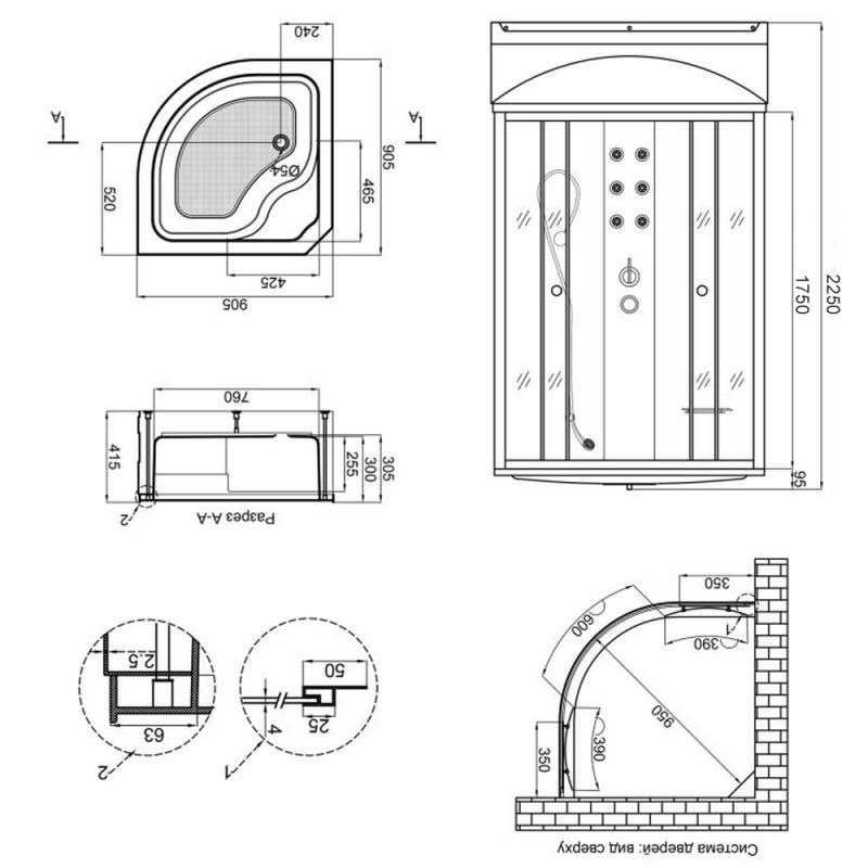 Гідромасажний бокс Lidz Tani 131 SBM90x90 Душова кабіна Доставка моя