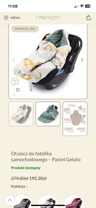 Makaszka otulacz do fotelika do wózka śpiworek w małpki polska marka