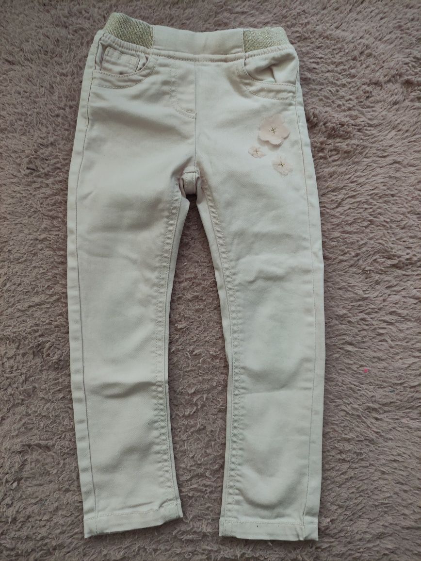 Spodnie jeansowena gumce, jasny róż, r. 104