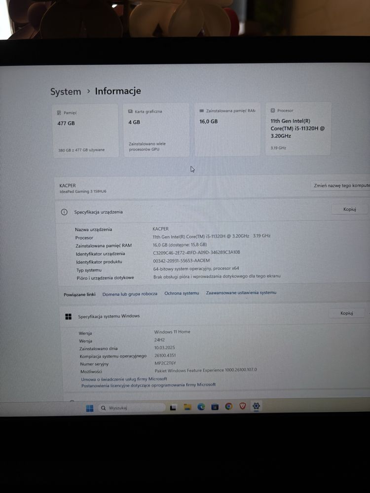 Laptop LENOVO Ideapad GAMING 3 - i5-11320H 16GB RAM RTX3050 Win 11 Hom