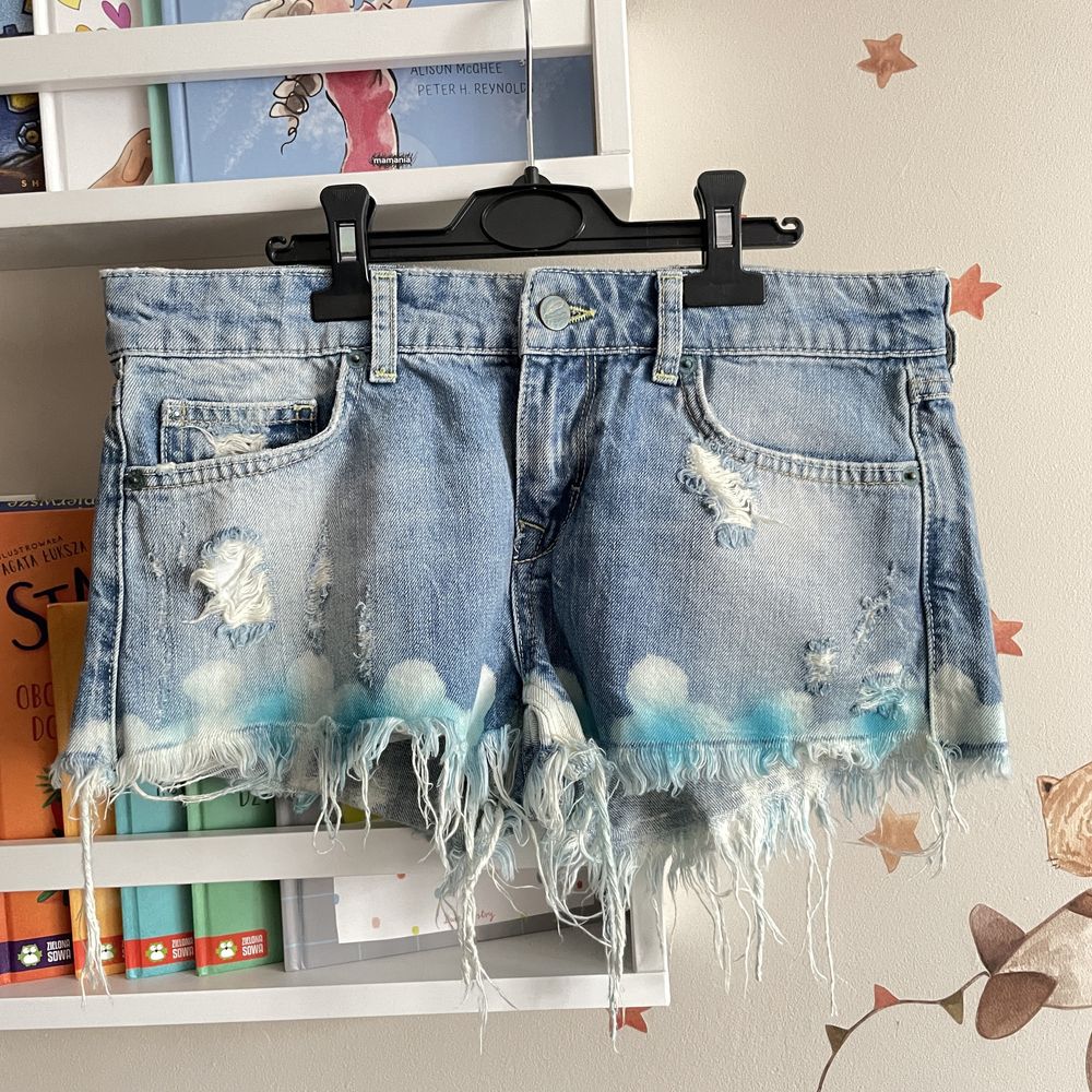 Gina Tricot Perfect jeansowe szorty niski stan spodenki bawełna 36 38