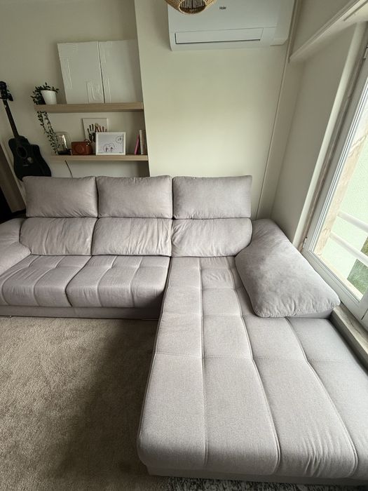 Sofa chaise long beje/cinza
