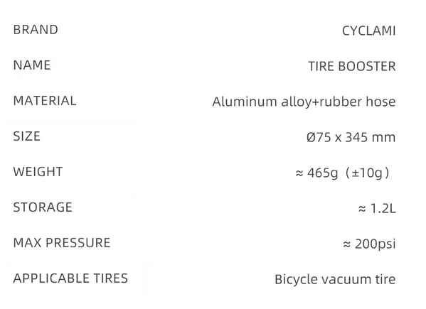 CYCLAMI BOOSTER Zbiornik 1,2L Wysokociśnieniowy 200Psi do Bezdętkowych