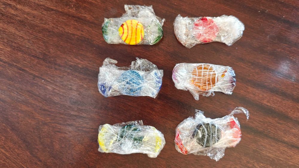 Rebuçados decorativos em vidro artístico – conjunto colorido