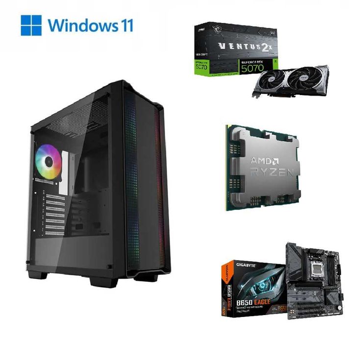 HIT! Komputer Gamingowy Ryzen 5 7500F RAM 32GB DDR5 RTX5070 Win11