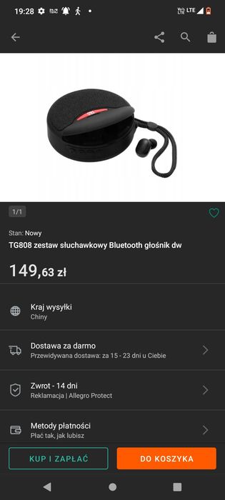 Sprzedał nowy nie używany głośnik ze słuchawkami power bank mini jack