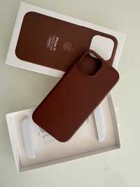 Obudowa case iPhone 15 leather skora braz MagSafe nowy