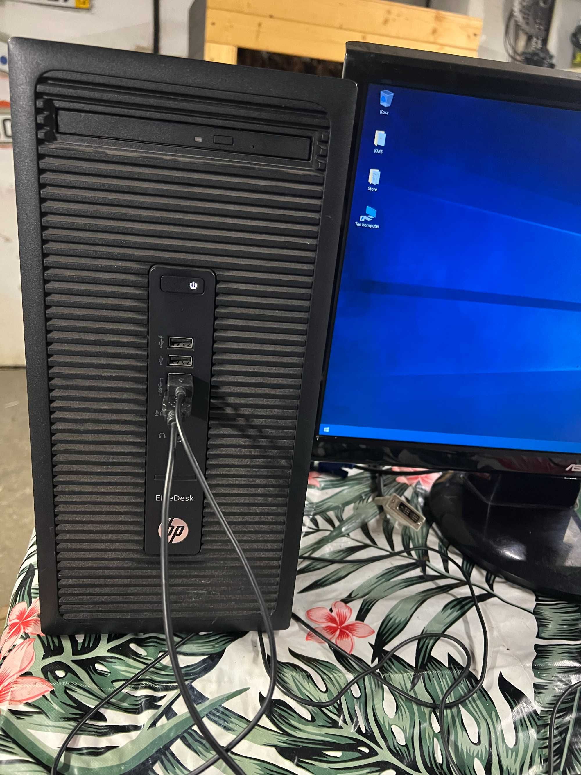 Monitor Asus 22 cale,  Komputer HP Elitedesk 705 G3 MT