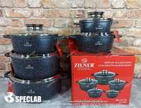 Zestaw garnków ZILNER ZL-8522. Gaz, indukcja, piekarnik, zmywarka