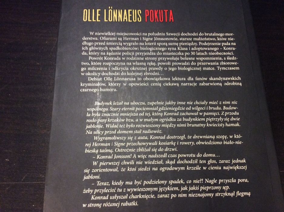 Pokuta - Olle Lonnaeus , kryminał szwedzki