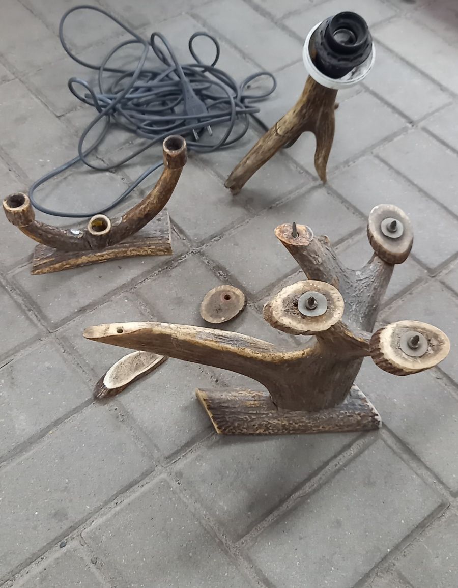 Lampa świeczniki z poroża rogi