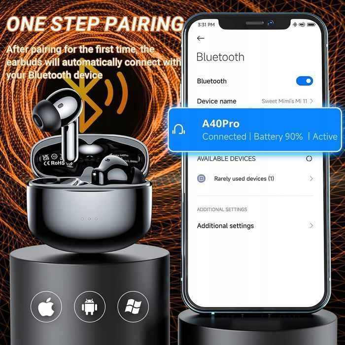 bezprzewodowe słuchawki douszne bluetooth