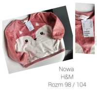 H&M Nowa bluza 98/104 welur Lis bluza dziewczynka lisek