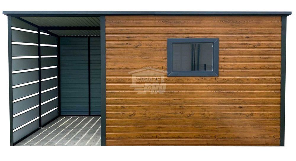 Schowek Domek Ogrodowy 3x2m + wiata 1,5m Drzwi okno dach  GP548