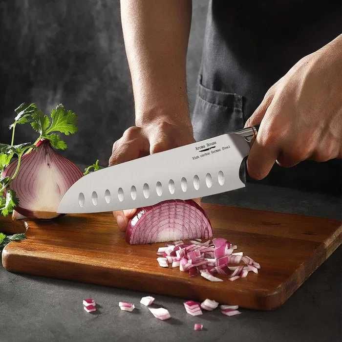 Nóż kuchenny Santoku, stal nierdzewna, ostrze 18cm, AromaHouse