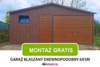 DREWNOPODOBNY Garaż Blaszany 6x5 - Garaże Blaszane - Wiaty - Romstal
