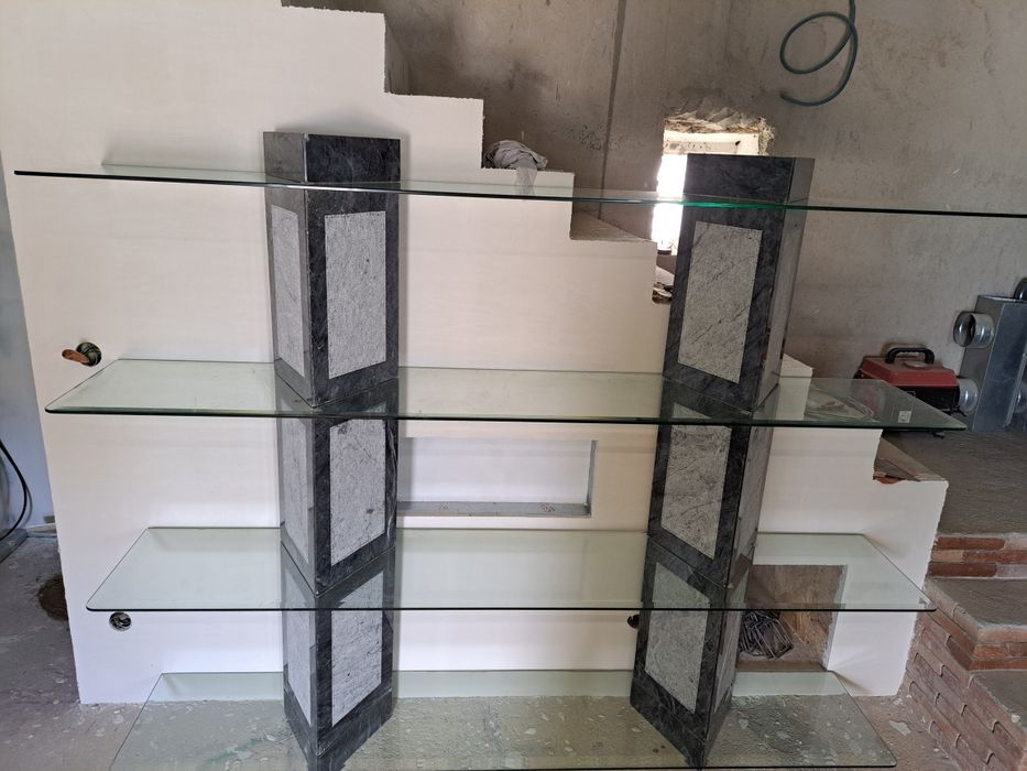 Estante mármore e vidro