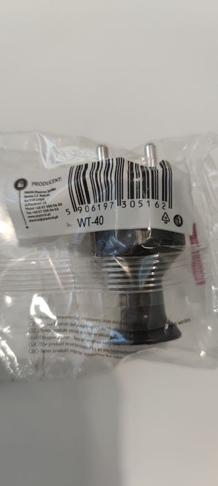 Wtyczka 230V na kabel czarna nowa