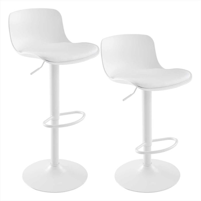 Zestaw 2 białych krzeseł barowych YOUNIKE białe, ekoskóra 360