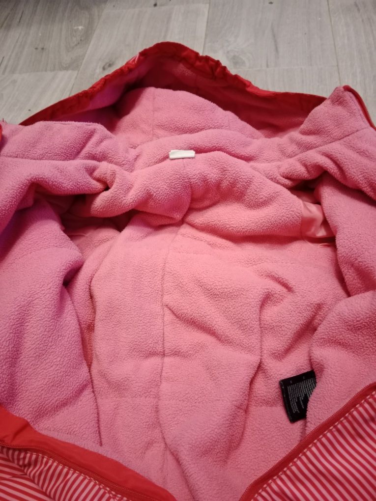 Różowy kombinezon zimowy w paski H&M rozmiar 80