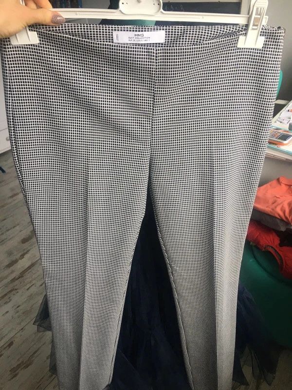 Mango suit cygaretki chinos do kostki pepitka eleganckie do garnituru
