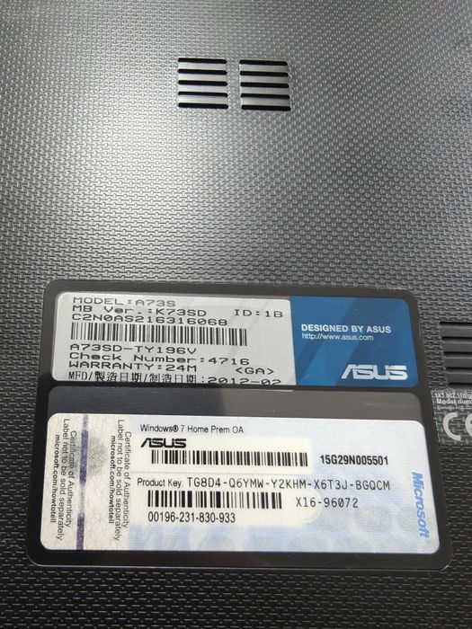 Asus a73s без зарядного