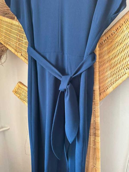 długa maxi sukienka granatowa z rozcięciem XL wesele