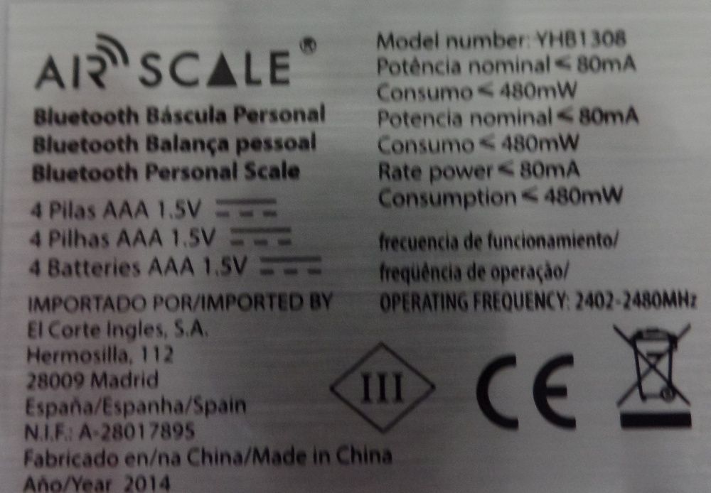 Balança Bluetooth Air Scale (X7)