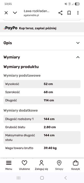 Ława rozkładana biały mat