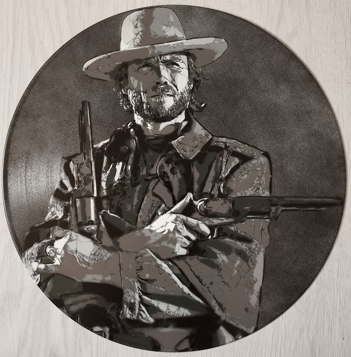 Charles Bronson pintura original em disco de vinil
