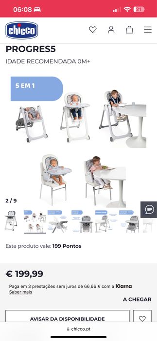 Polly progress5 Chicco - cadeira refeição bebe