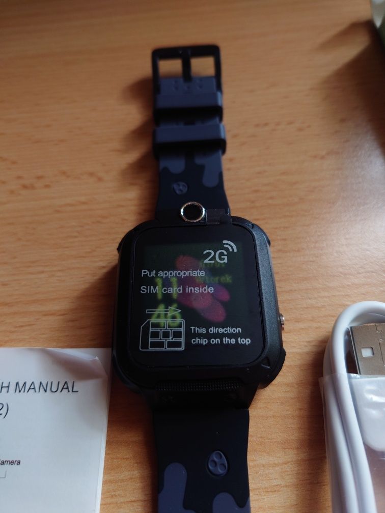 Smartwatch dla dzieci SIM GPS Polski czarny Aparat Gry Zegar 3-12 lat