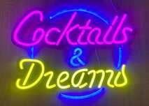 Neon cocktails dreams letreiro luminoso