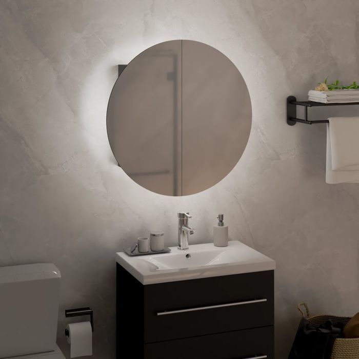 Vidaxl Szafka Łazienkowa Z Lustrem I Led, Szary, 40X40X17,5 Cm