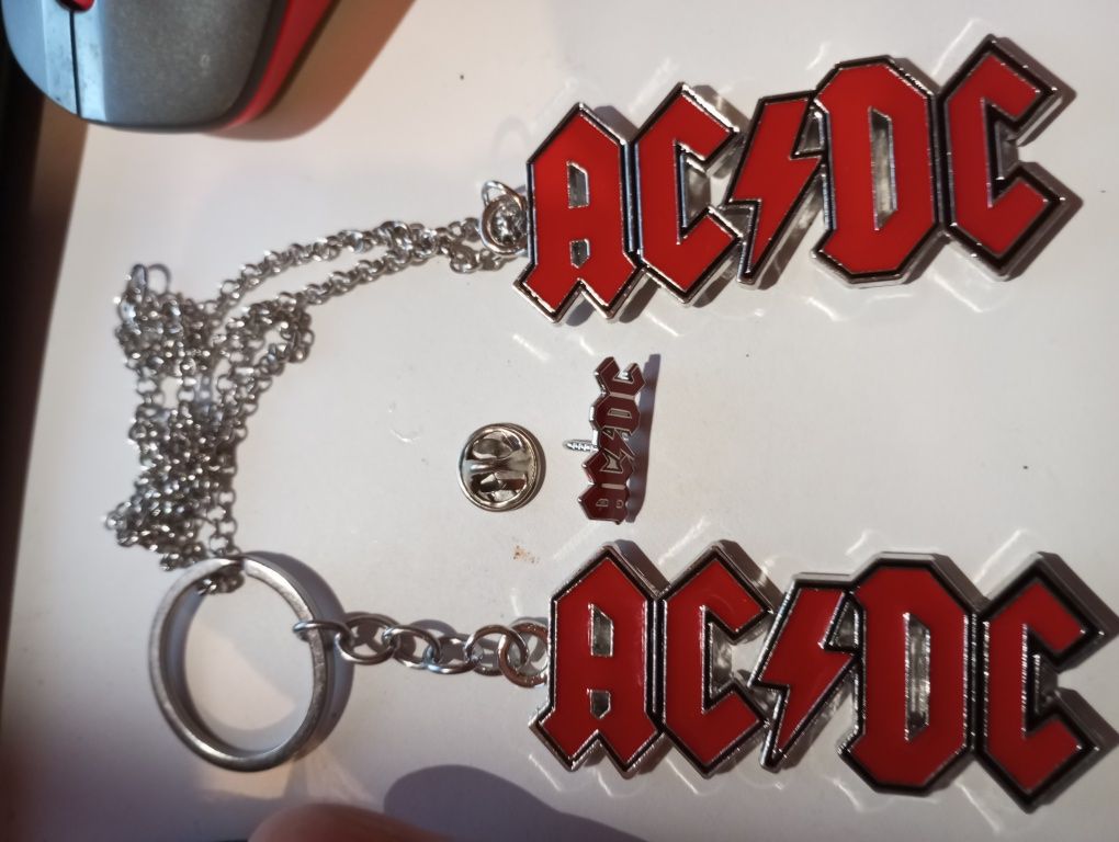 Набор рок группа AC DC брелок кулон цепь значок пин Ас Дс