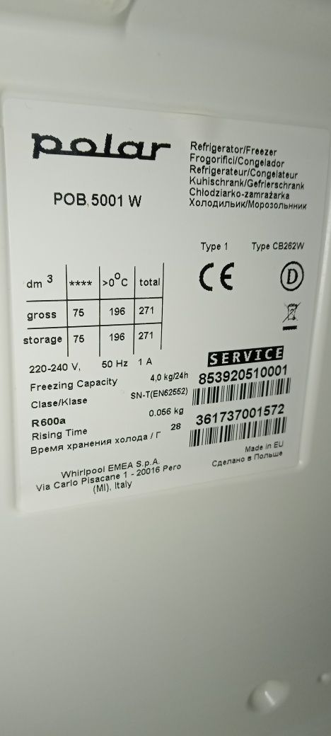 Części Lodówki Polar POB 5001 W
