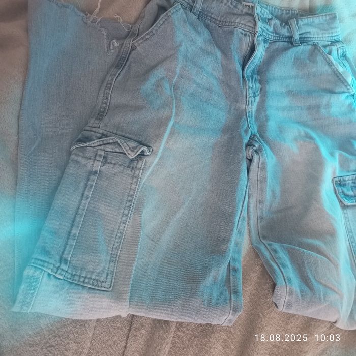 Jeansy straight cargo