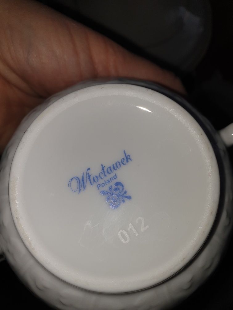 Włocławek zastawa waza porcelana 4 bulionówki sosjerk komplet obiadowa