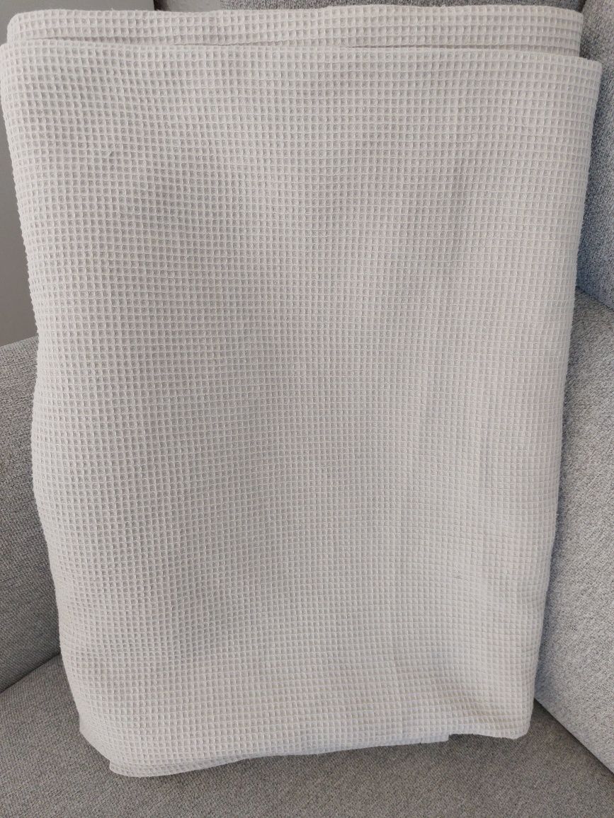 Narzuta na łóżko h&m home 180x250 jasnoszara waflowy splot