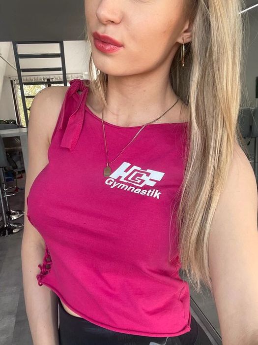 Bluzka treningowa r. S, bordowa sportowa, bawełniana, krótka, tank top