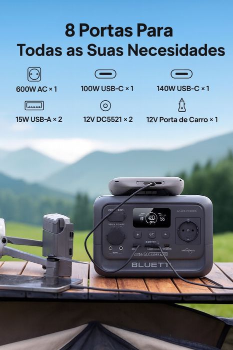 Bateria de 288Wh e inversor de 600W