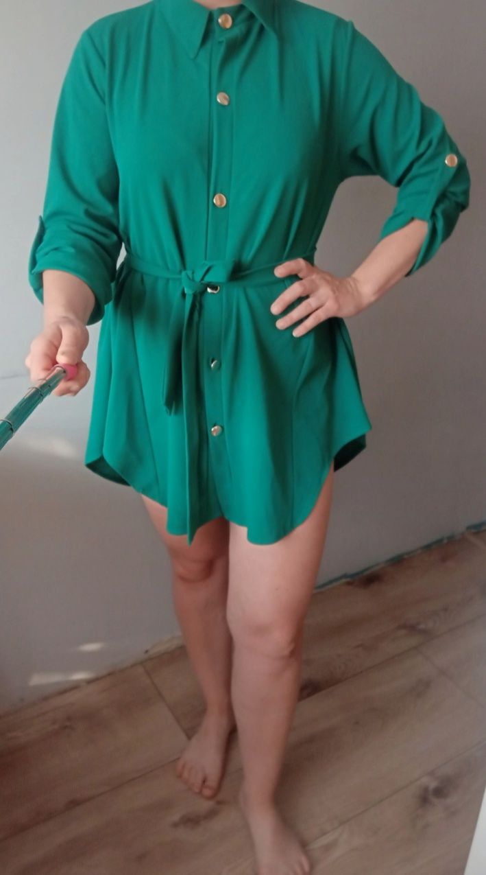 Zielona asymetryczna tunika damska One size