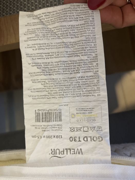 Wellpur top materac nawierzchniowy 120x200 5cm pianka memory