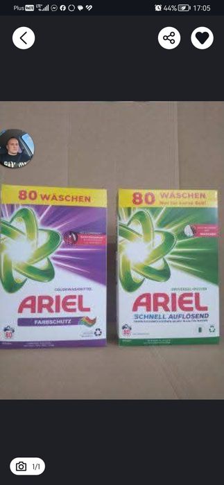 Zestaw dwóch proszków do prania ariel 4,8 kg 80