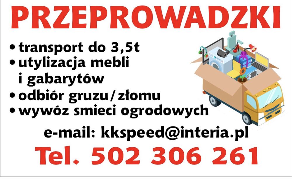 Przeprowadzki utylizacja smieci transportu osób na wesela, lotniska